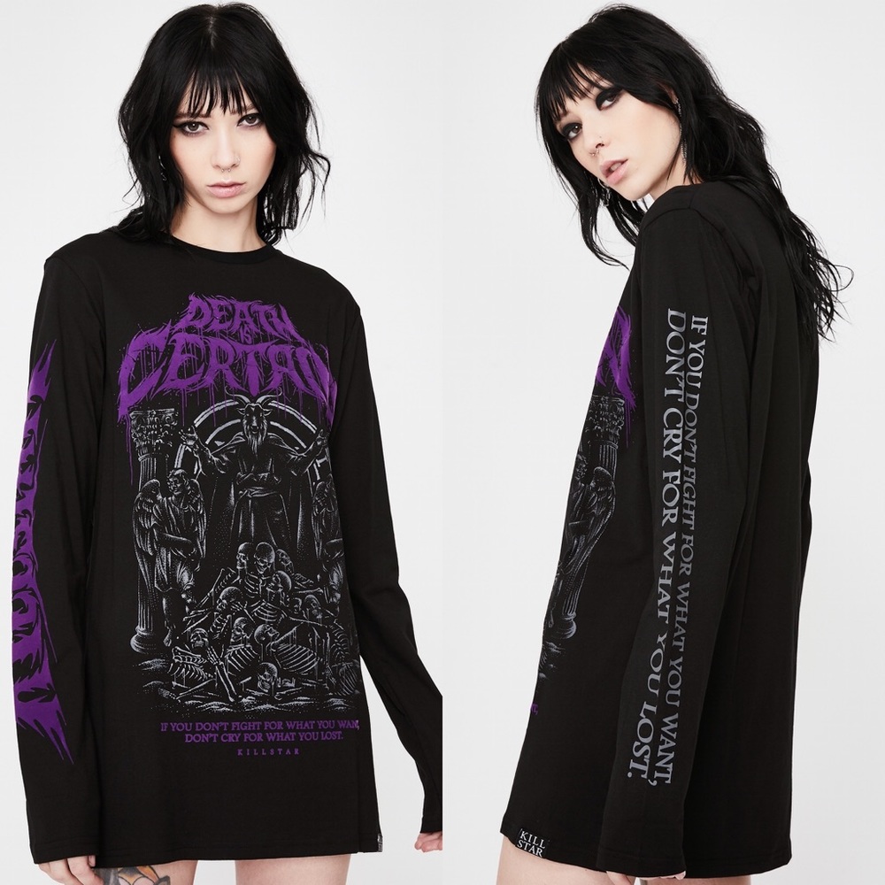 killstar death is certain long sleeve tee